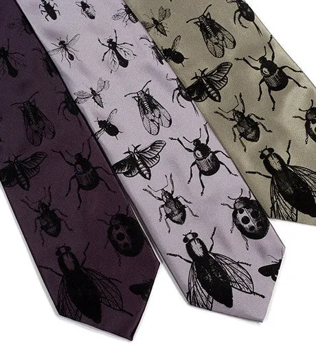 Insects Silk Necktie. Bug Print Tie