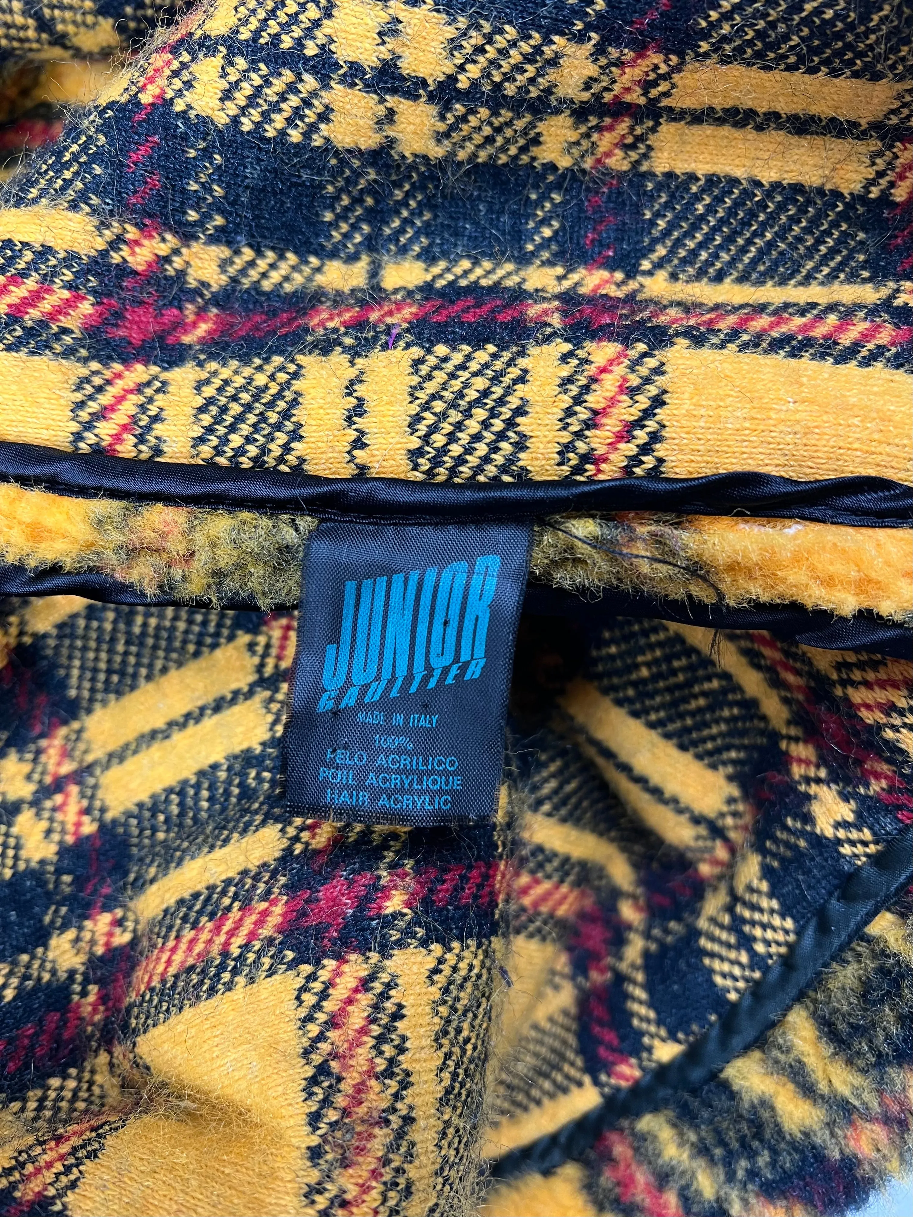 Junior Gaultier F/W 1994 tartan faux fur coat