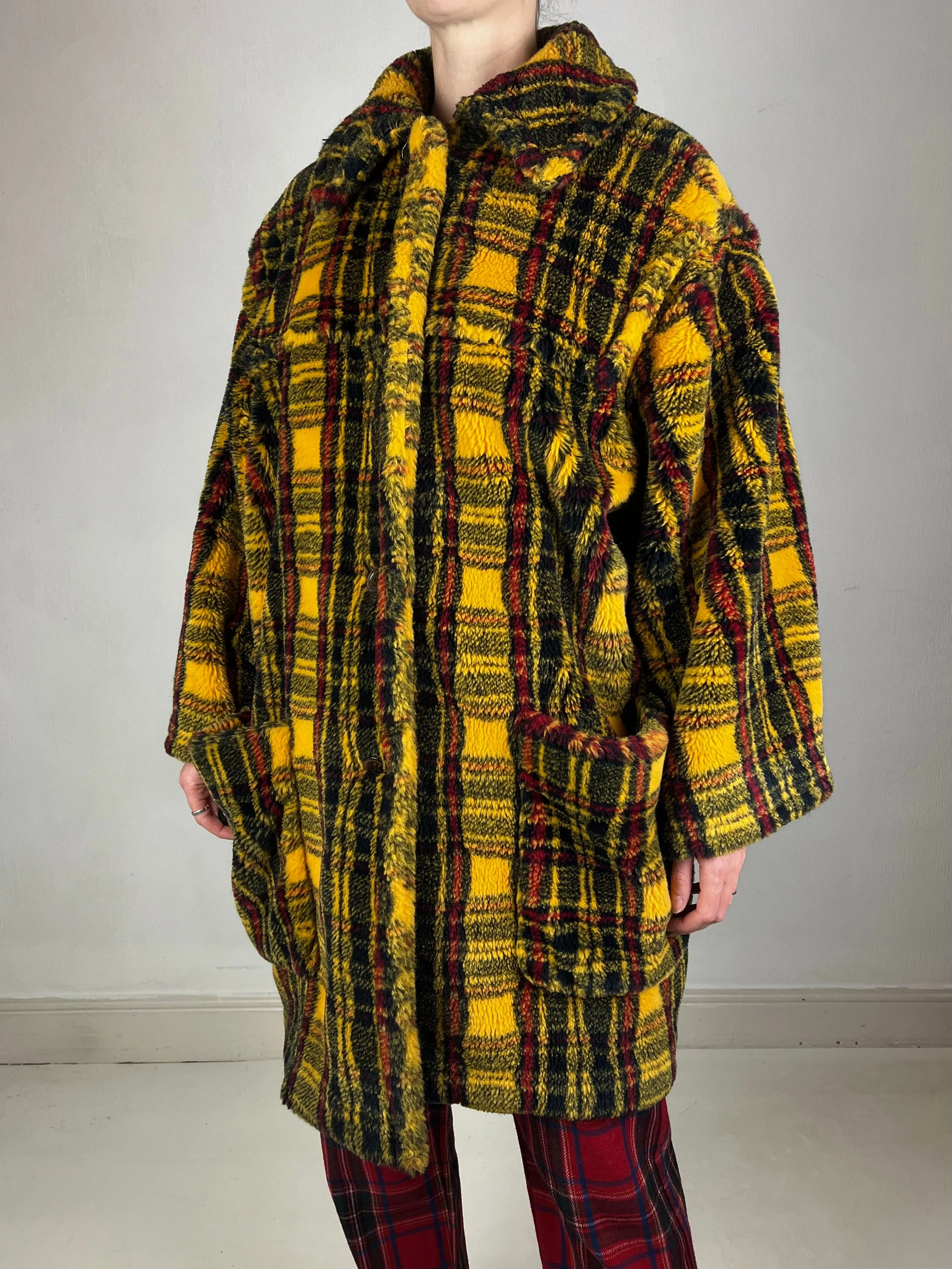 Junior Gaultier F/W 1994 tartan faux fur coat