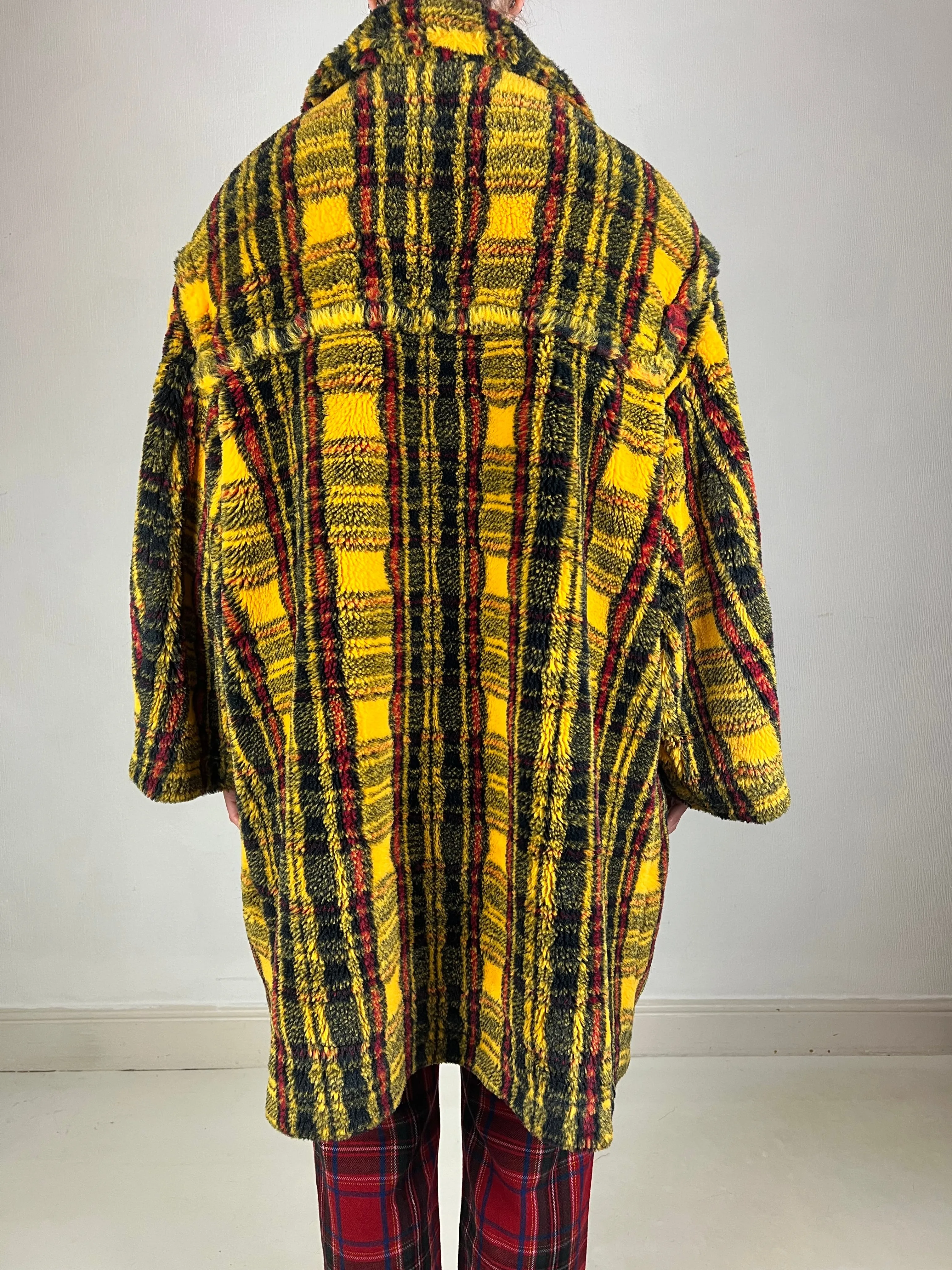 Junior Gaultier F/W 1994 tartan faux fur coat