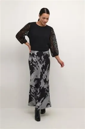 Kaffe Asky Skirt in Black/Silver Cloud