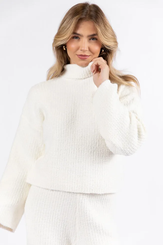 Keep It Comfy Ivory Fuzzy Turtleneck Sweater Set SALE