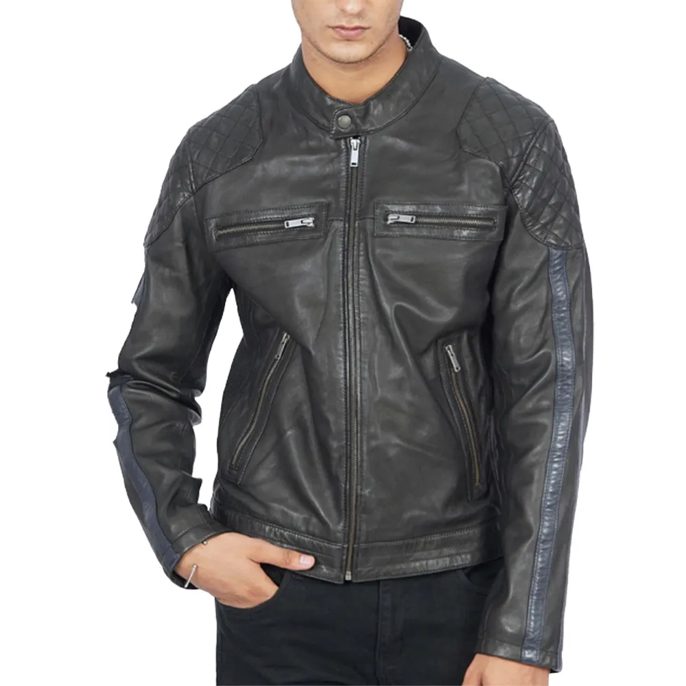 Keith Biker Black Leather Jacket