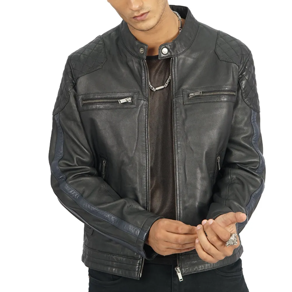 Keith Biker Black Leather Jacket