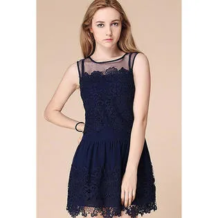 Ketty More Women's Casual Round Neck Lace Dress-KMWD153