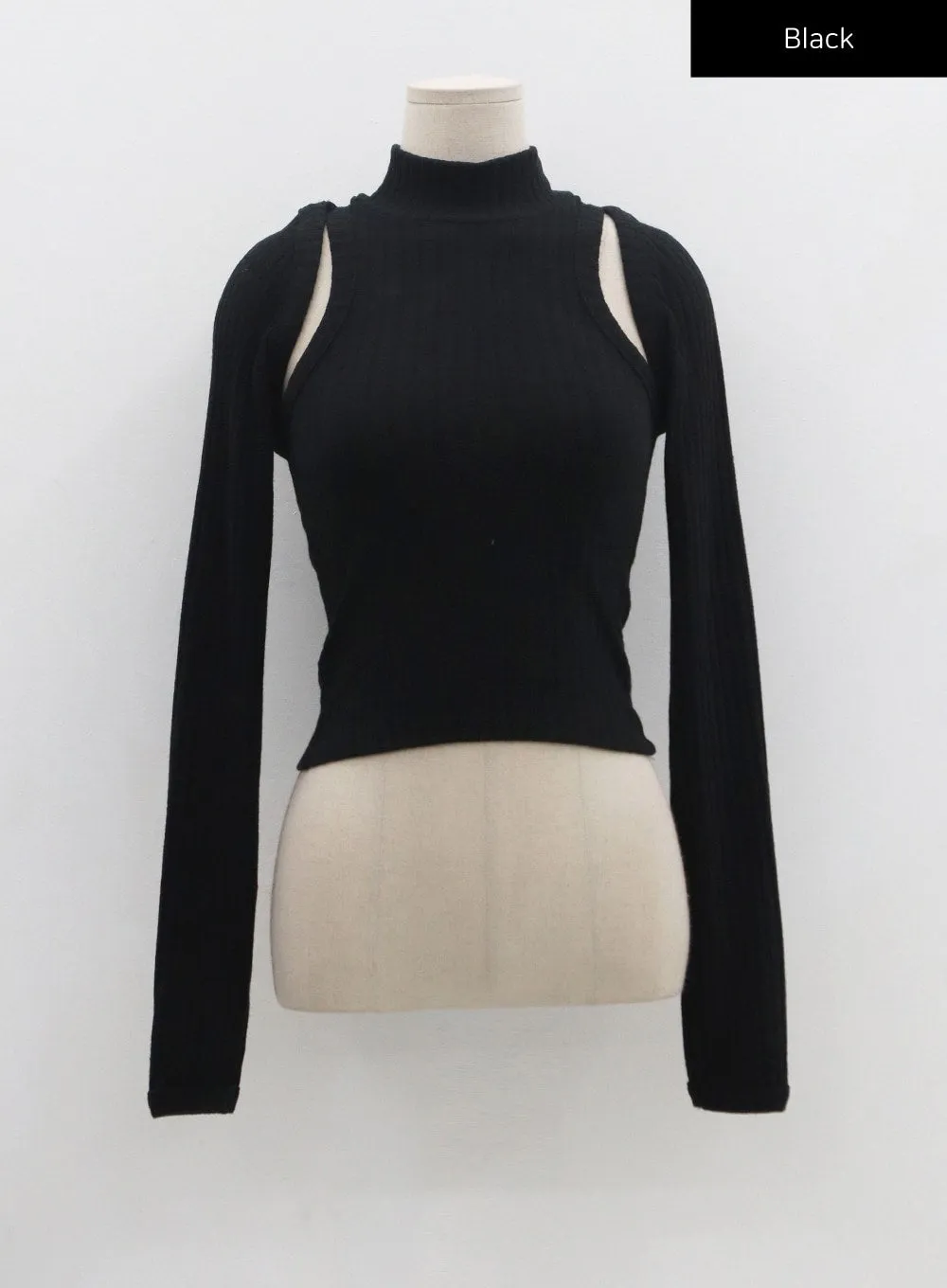 Knit Turtleneck Tank Top And Bolero Set CN11