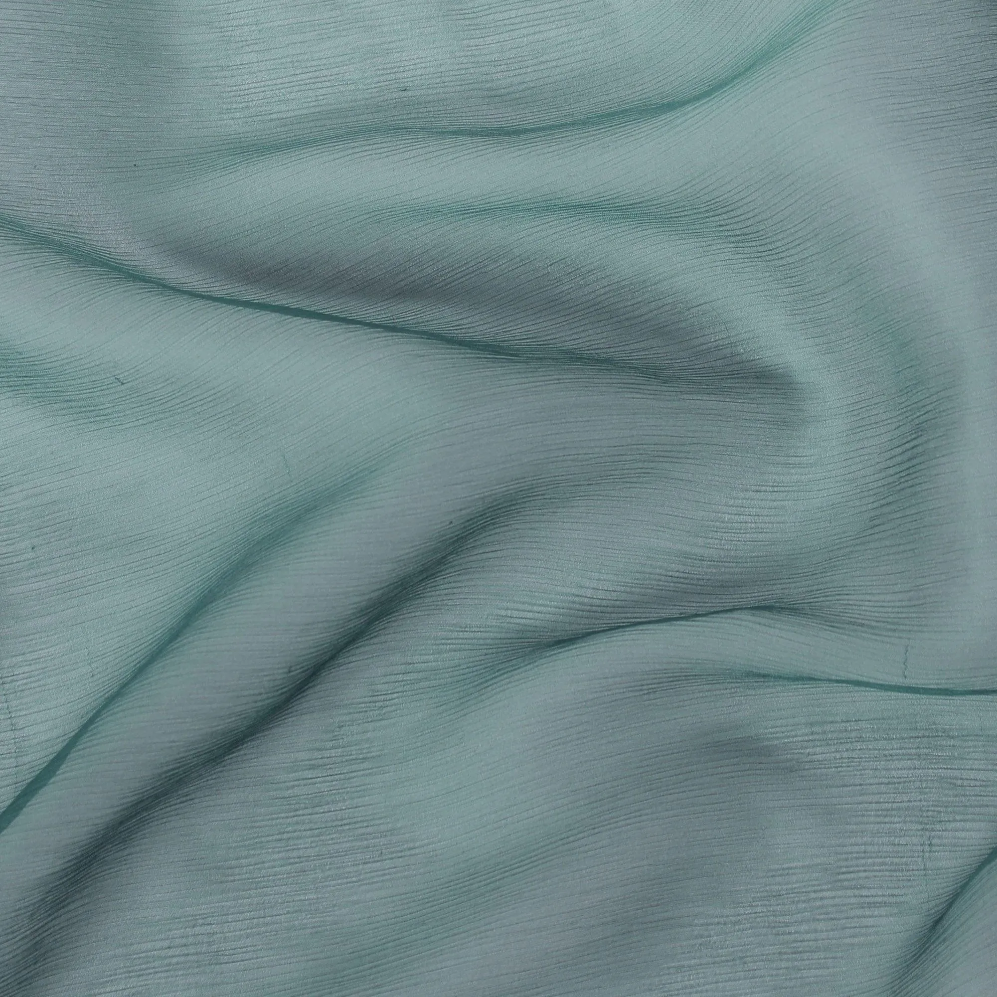 Laurel green to bottle green Premium pure silk chiffon fabric in ombre design-D15487