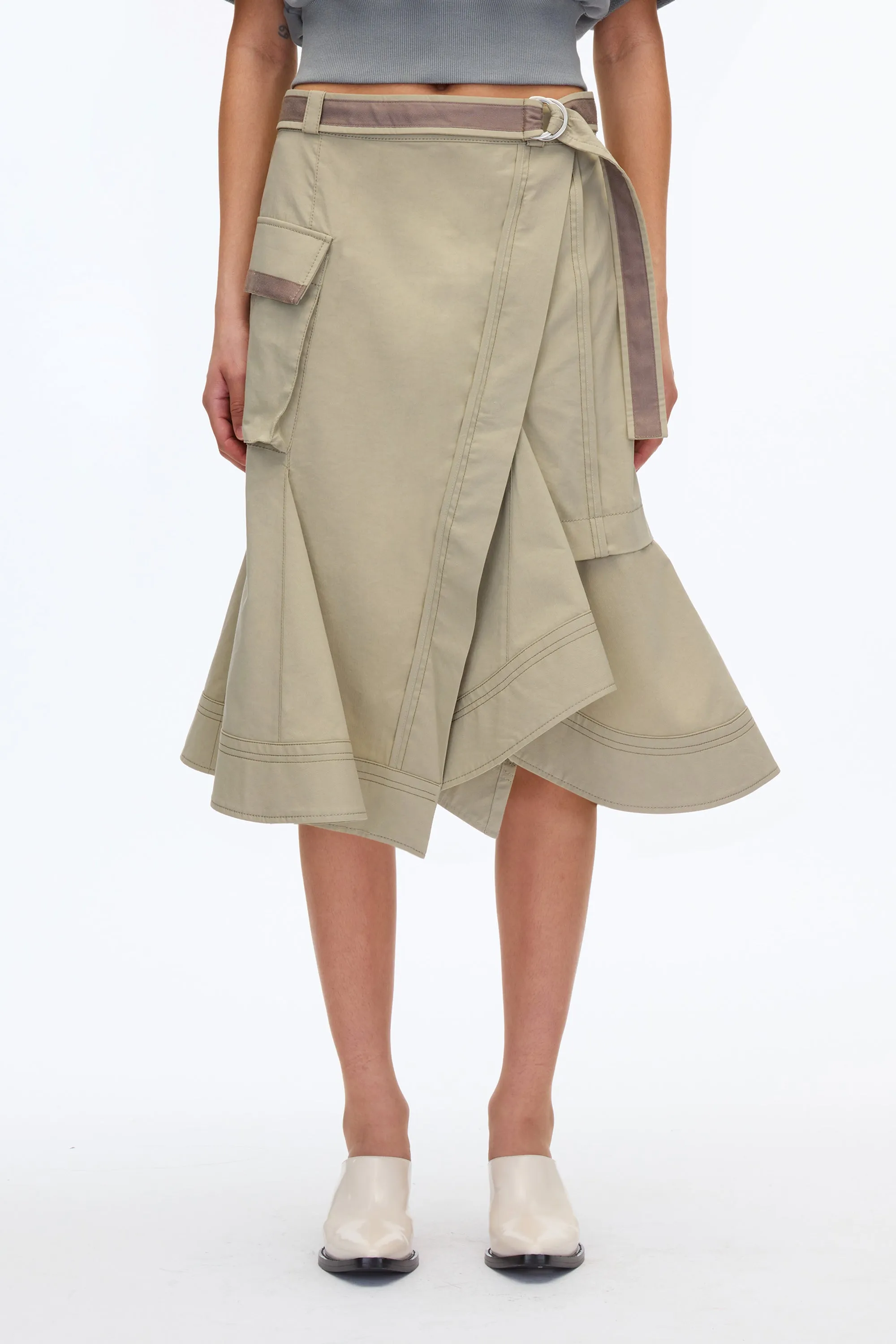 Layered Flounce Cargo Skirt