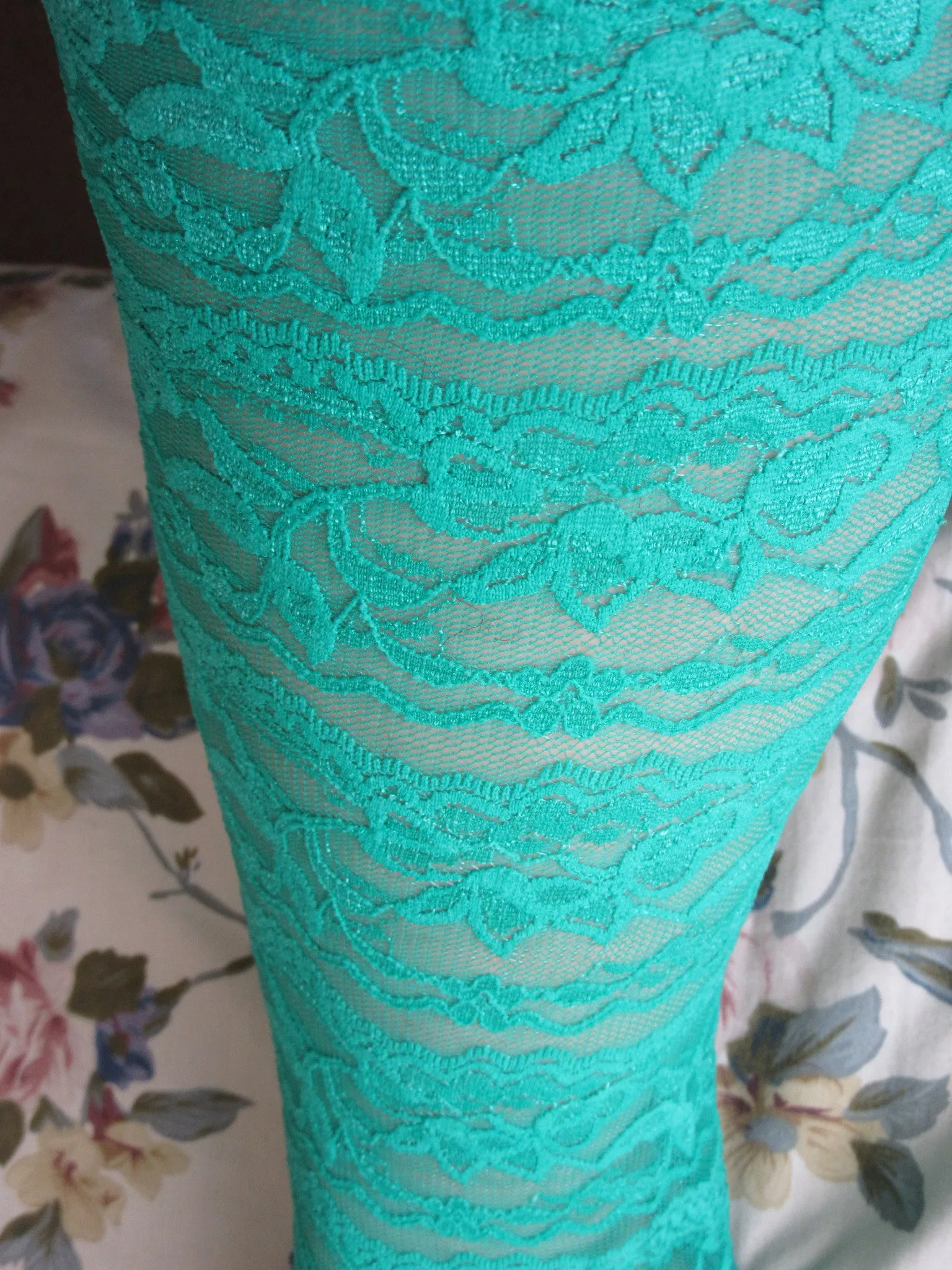 Legging  3373 Sexy Green Net Lace Polyester Legging Tights Pants Shieno