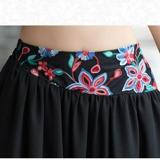 Lolita Asymmetrical Floral Maxi Skirt