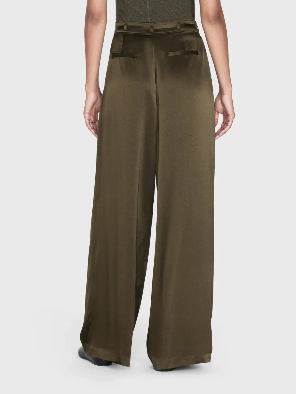 Long Silk Trouser -- Rich Military