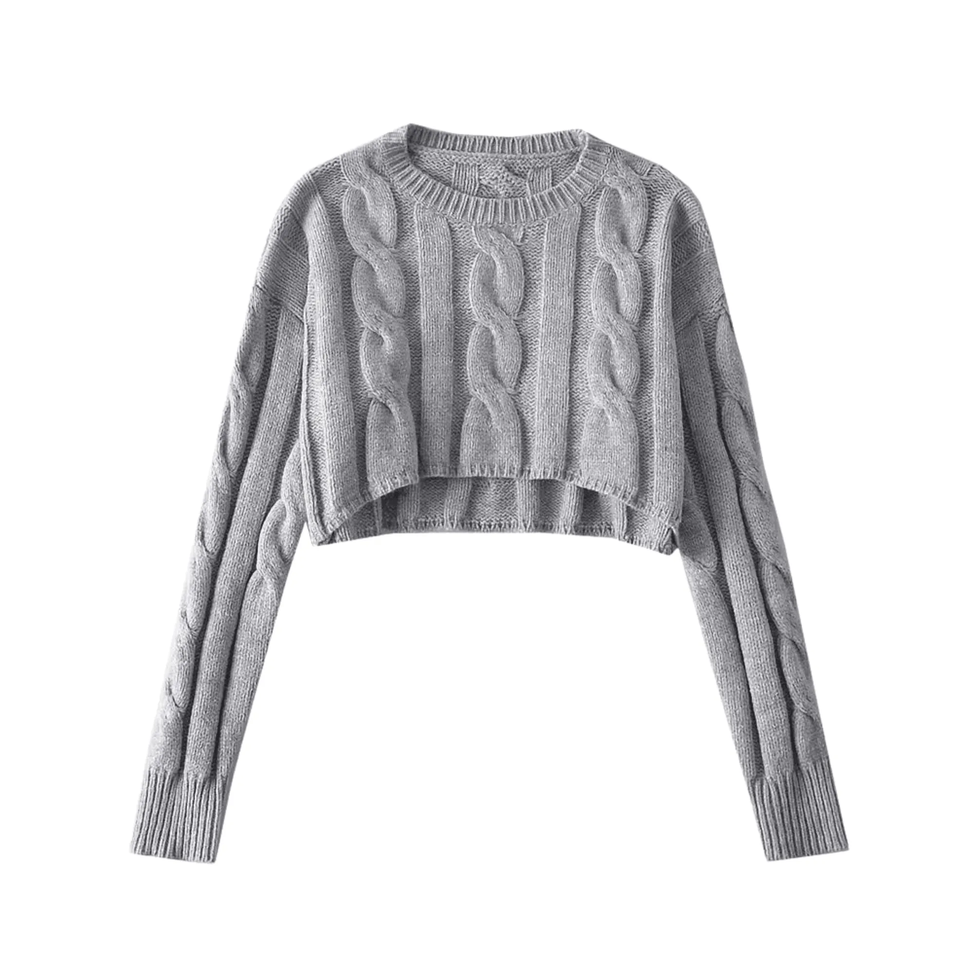 Long Sleeve Top Women's Fashion Cropped Sweater Preppy Pullover Short Sweater