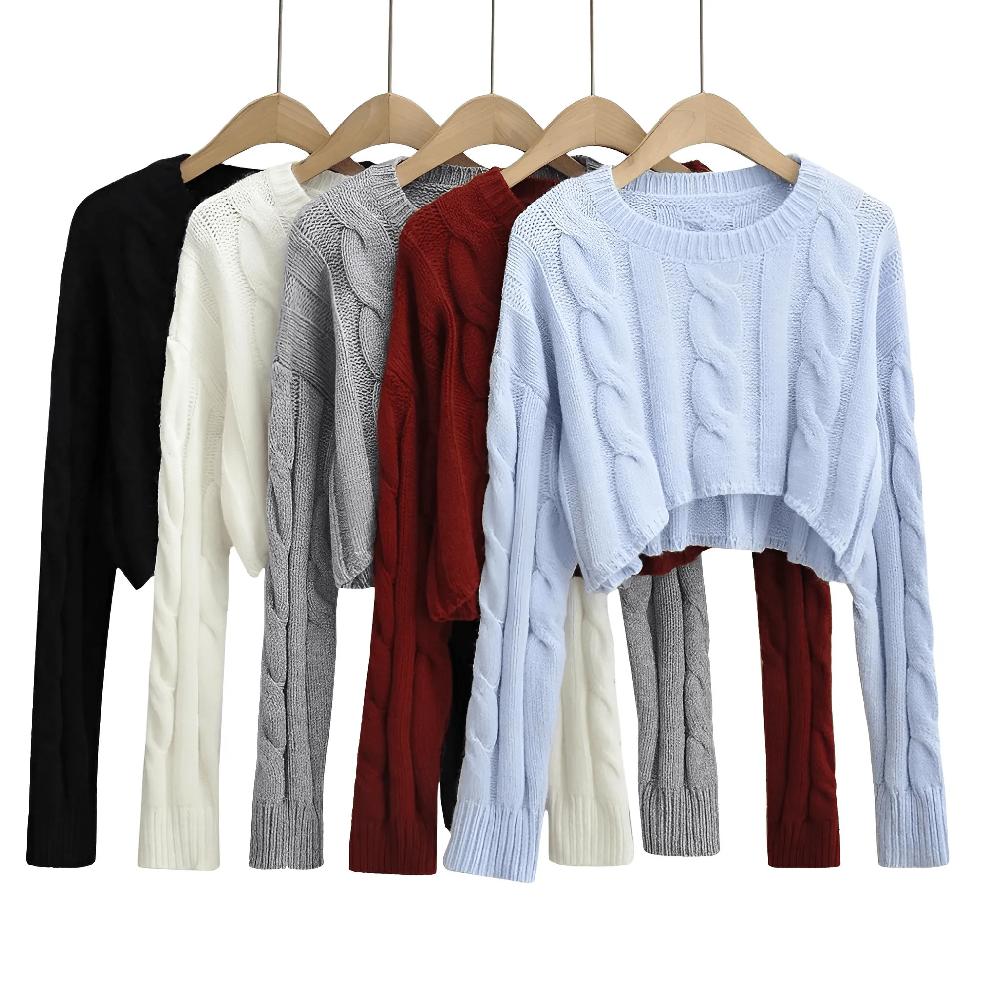 Long Sleeve Top Women's Fashion Cropped Sweater Preppy Pullover Short Sweater