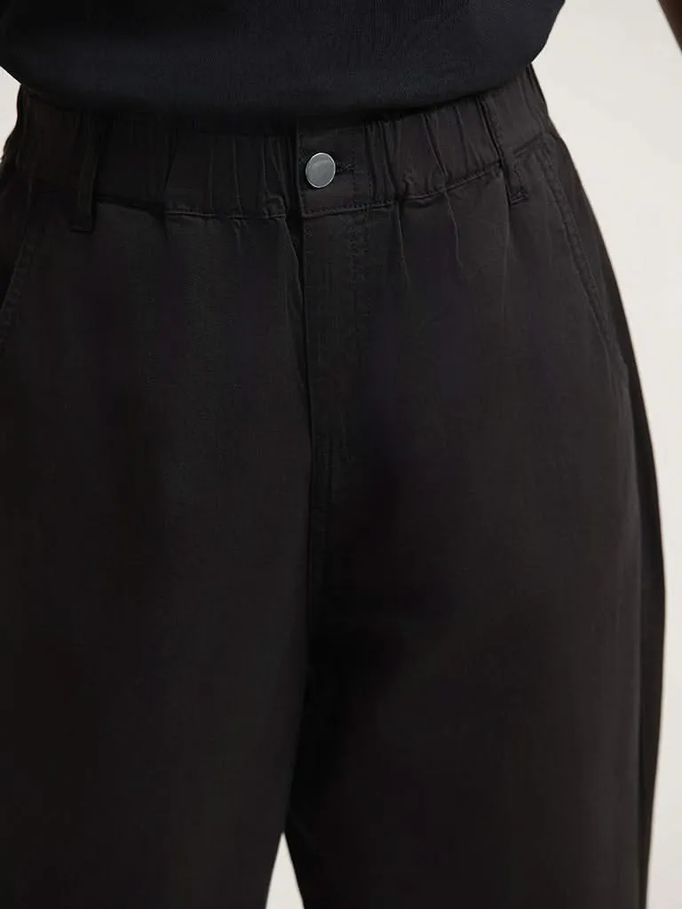 LOV Black Pleated Cotton Blend Pants