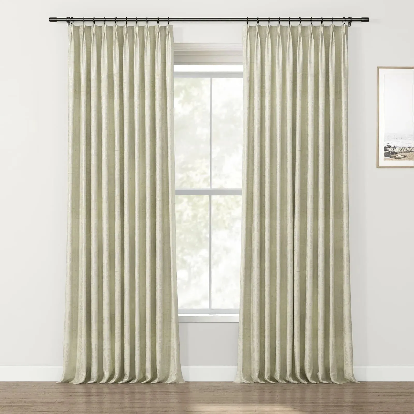 Lydia Vine Jacquard Curtain Pleated