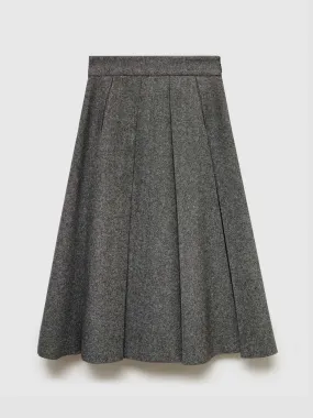 Marbled wool pleated skirt