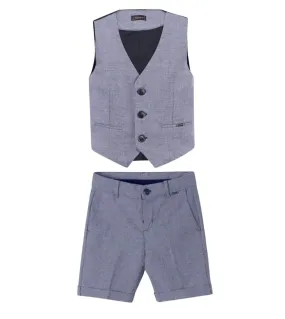 Mayoral Boys Blue Tailored Linen Vest AND Dress Shorts