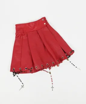 ME TO YOU red leather rosary skirt