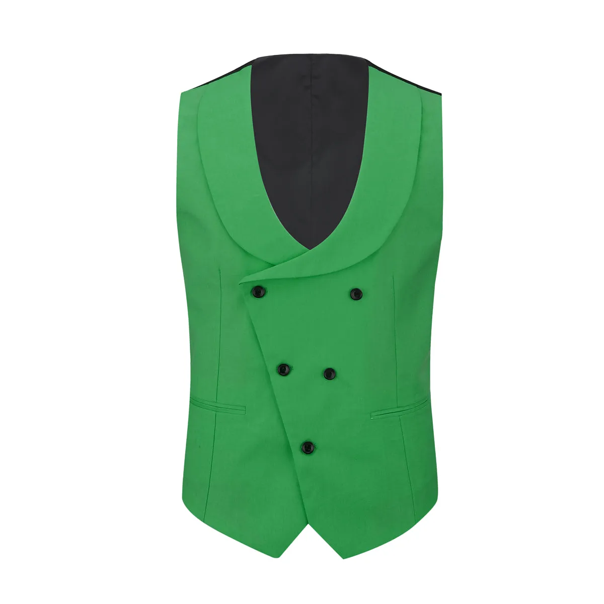 Men's 3-Piece Fashion One Button Color-Blocking Suit Green