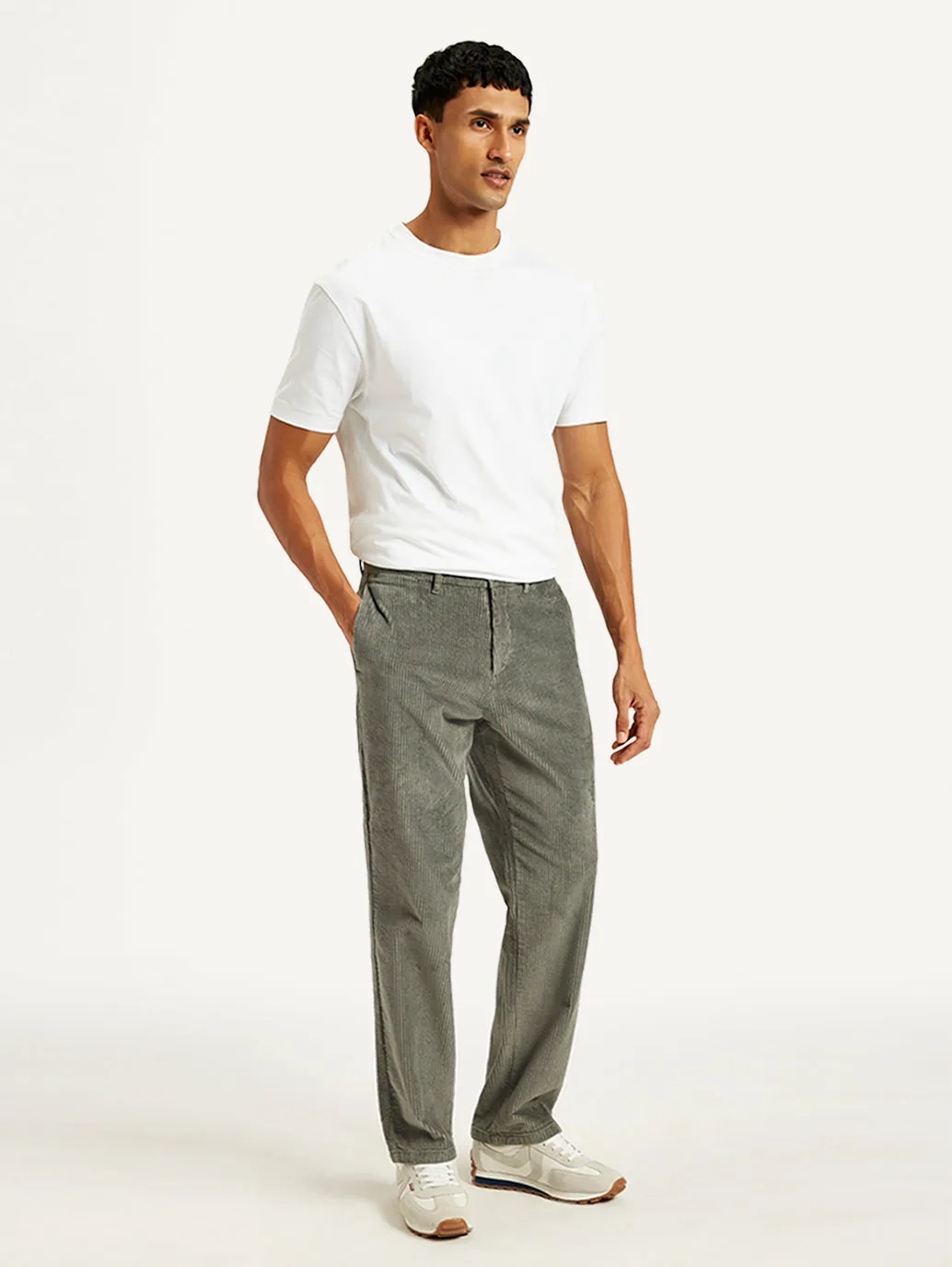 Men's Grey Straight Fit Chinos