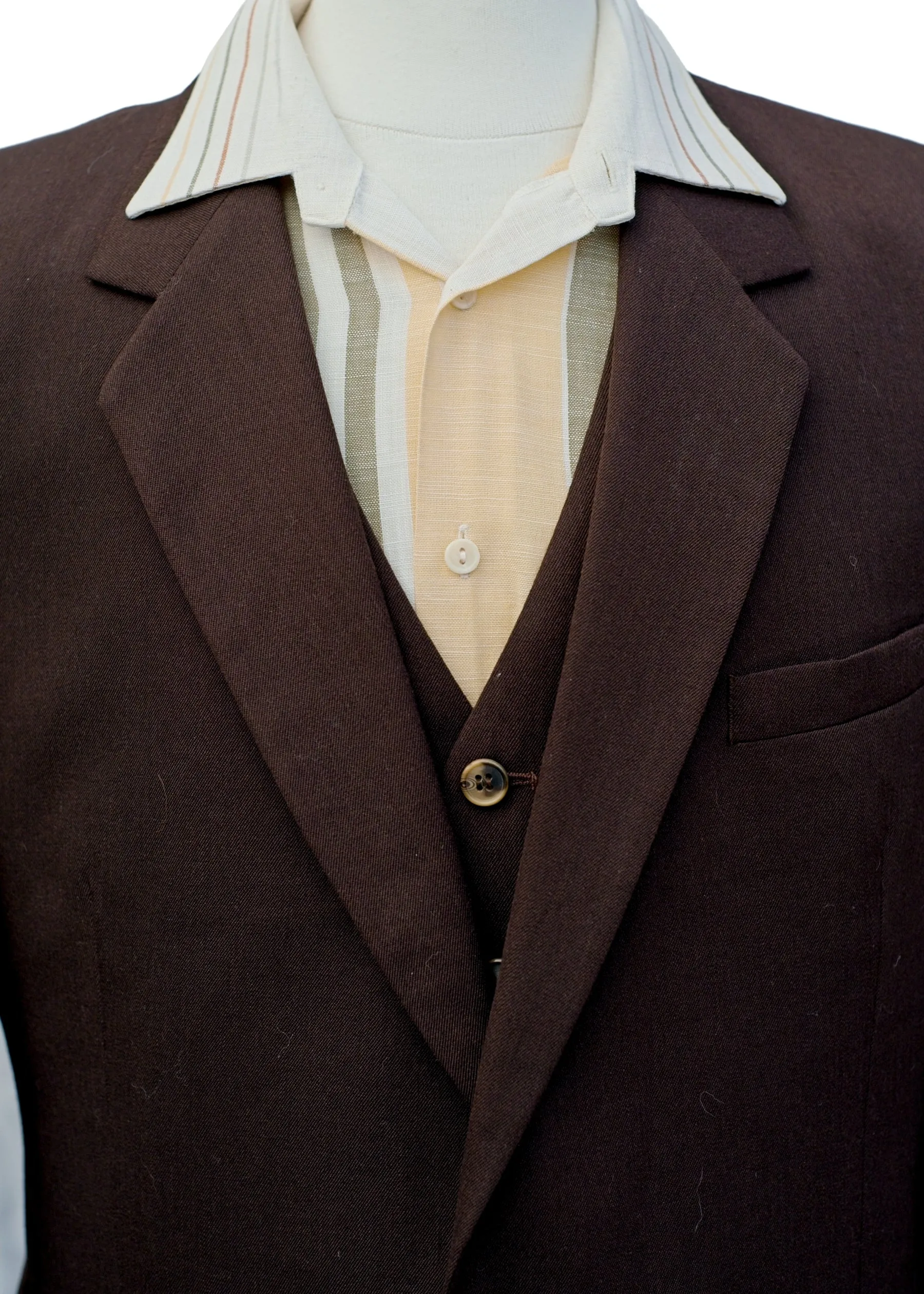 Men's Hepworth's Brown 2 Piece Jacket Waistcoat Suit • 42R