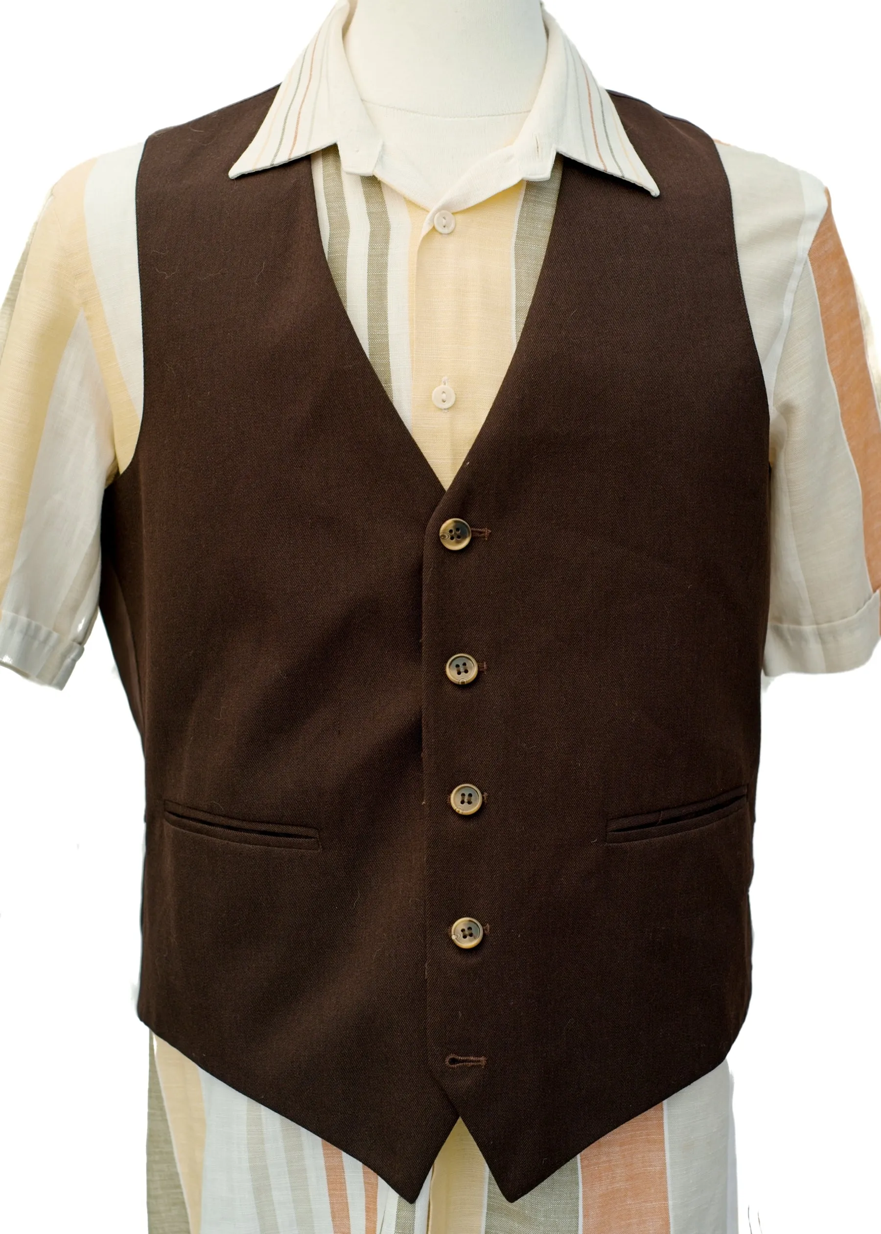 Men's Hepworth's Brown 2 Piece Jacket Waistcoat Suit • 42R