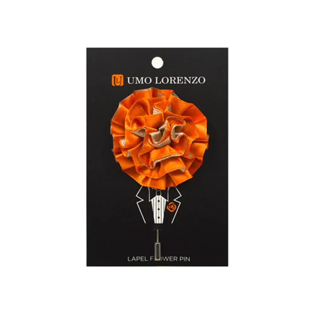 Men's Orange Solid Flower Lapel Pin Boutonniere for Suit