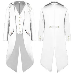 Men's White Steampunk Victorian Inspired Tailcoat