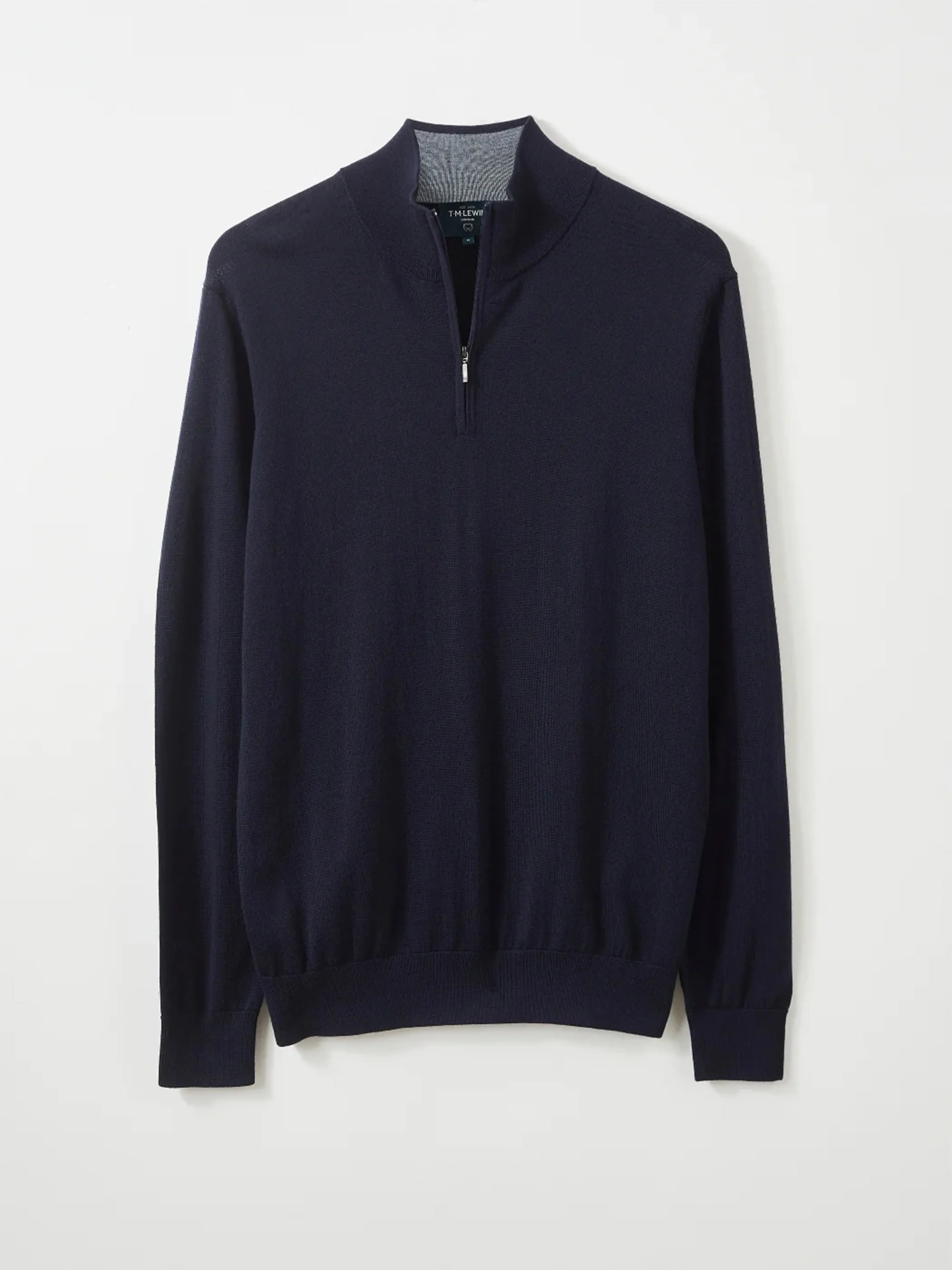 Merino Wool Quarter-Zip Jumper - Navy