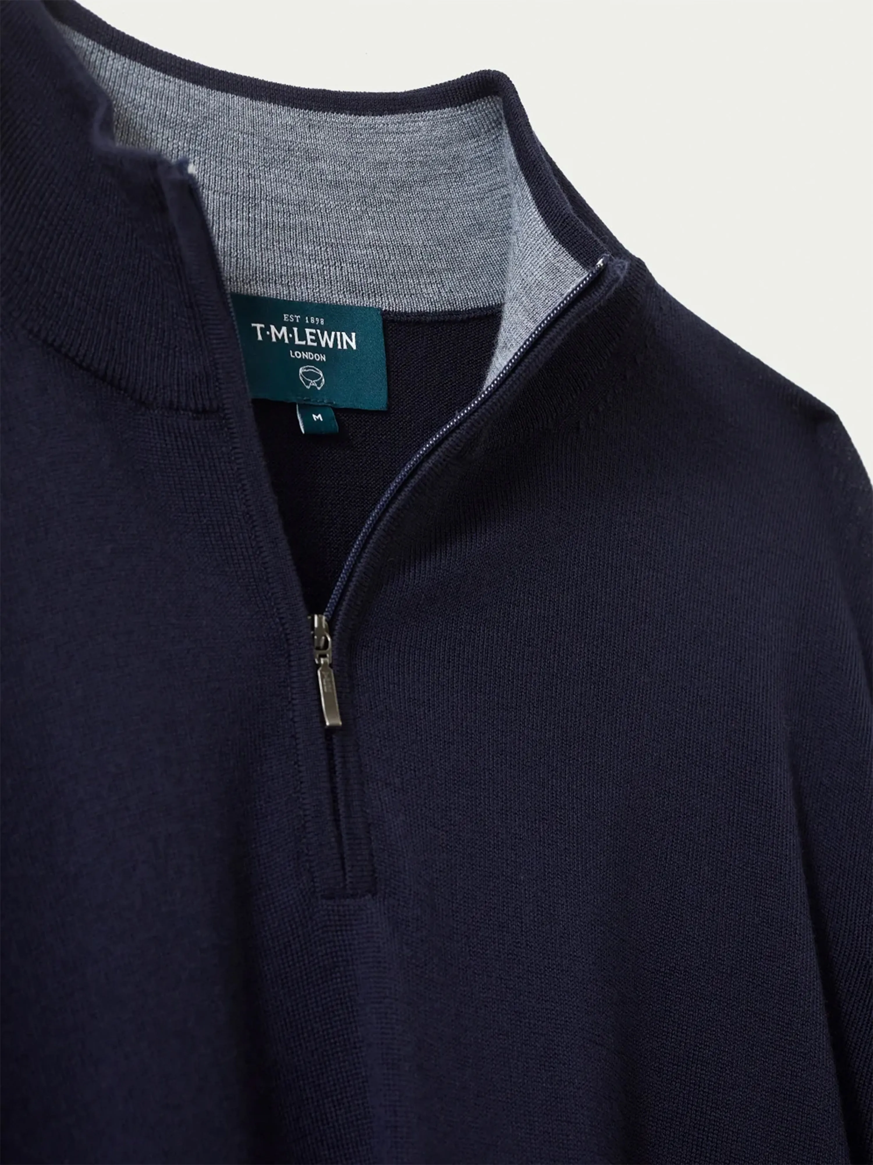 Merino Wool Quarter-Zip Jumper - Navy