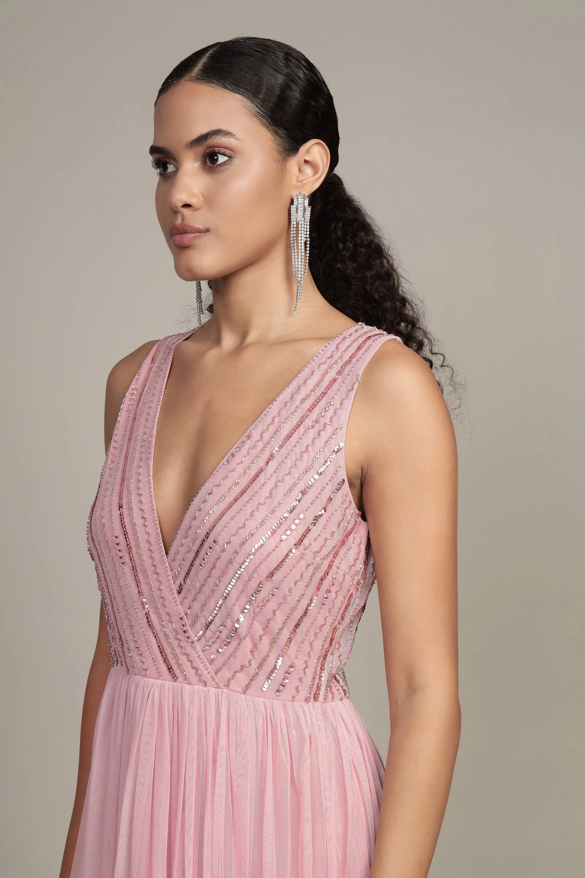 Millie Midi Embellished Dress in Pink