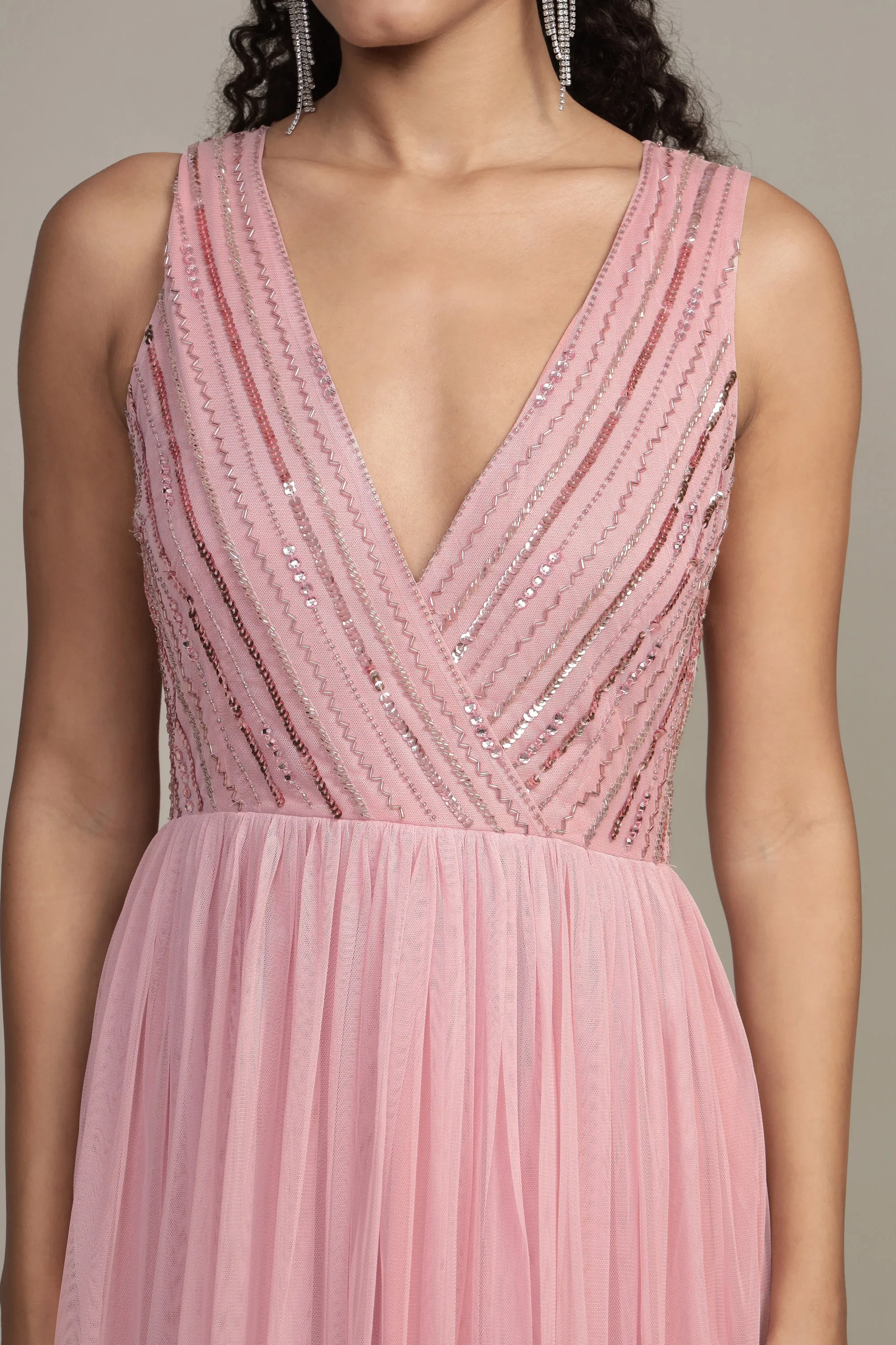 Millie Midi Embellished Dress in Pink