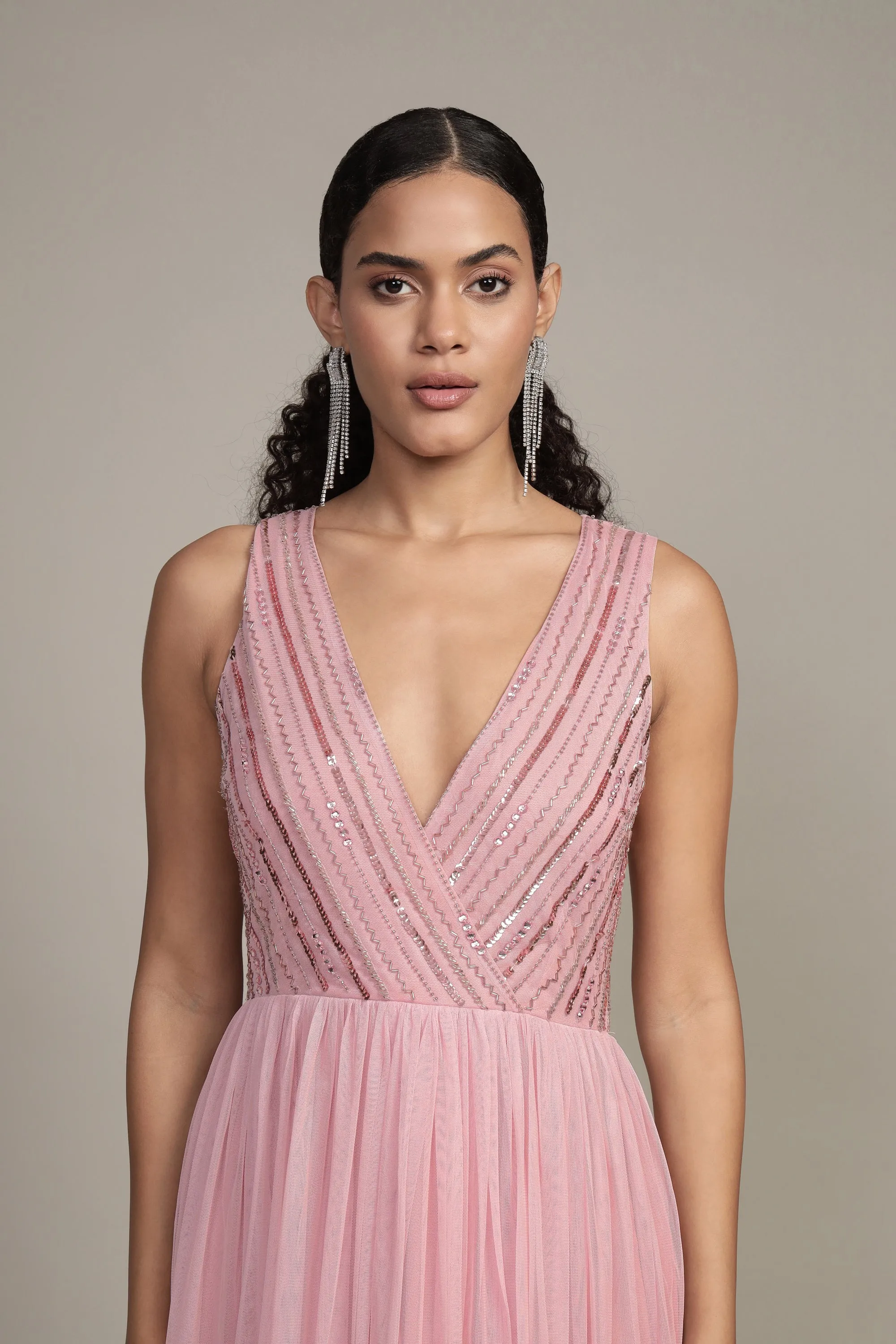 Millie Midi Embellished Dress in Pink