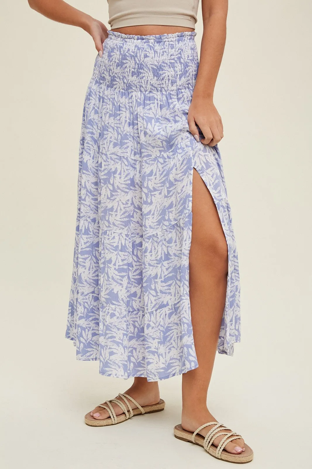 Mona Tropical Tiered Midi Skirt