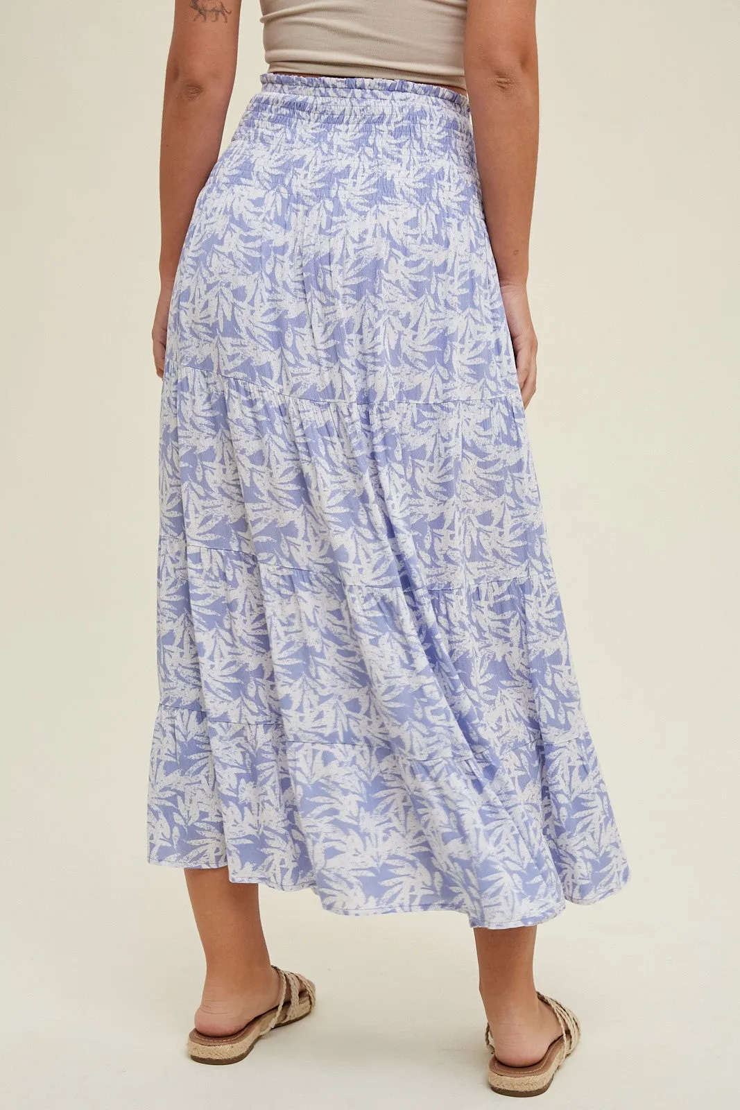 Mona Tropical Tiered Midi Skirt