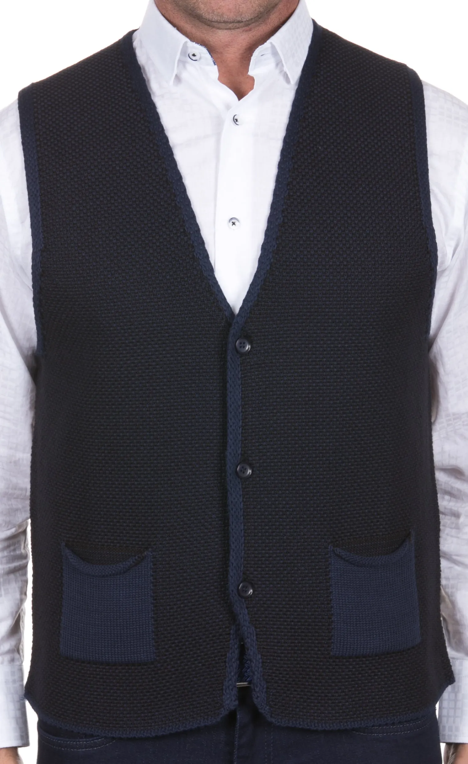 Navy & Black Interlock Weave Vest