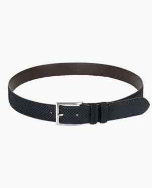 Navy Check Suede Belt