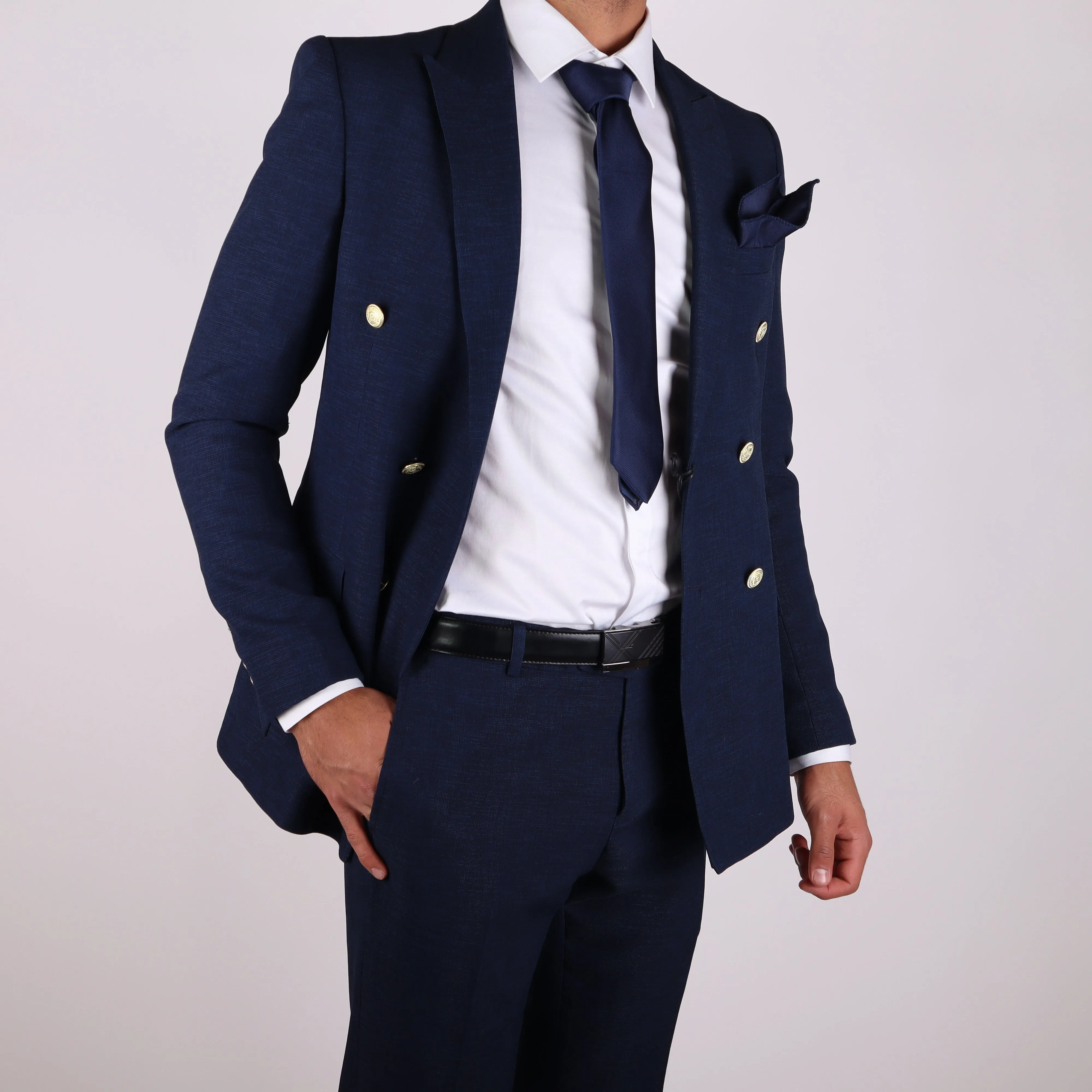 Navy/Black Avanti Milano Double Breasted Two Piece Suit