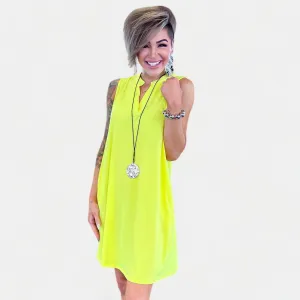 Neon Yellow Lizzy Tank Dress [NO RETURNS]