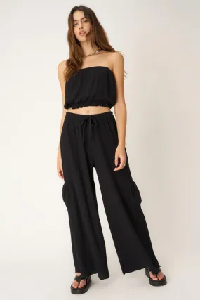 Never Better Textured Wide Leg Pant - Black