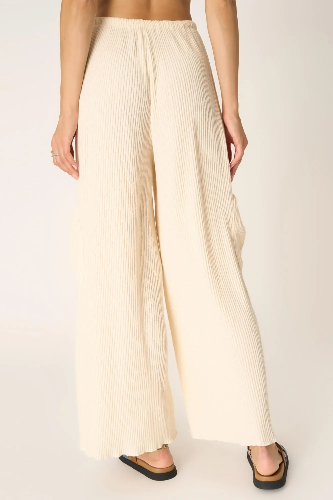 Never Better Textured Wide Leg Pant - Oat Milk