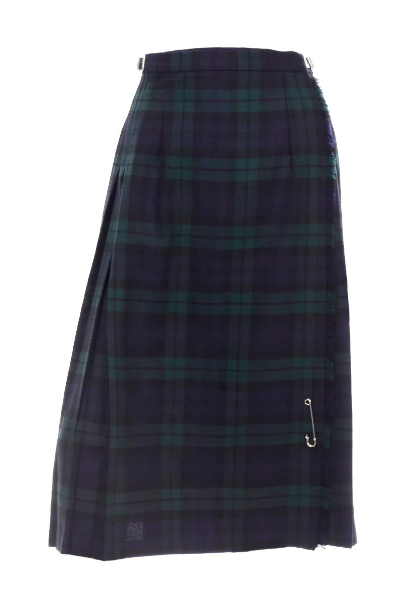 O'Neil of Dublin Green Tartain Plaid Wool Irish Kilt Midi Skirt