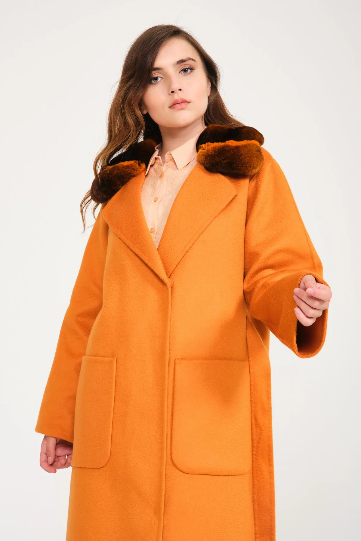 Orange Cashmere Long Coat