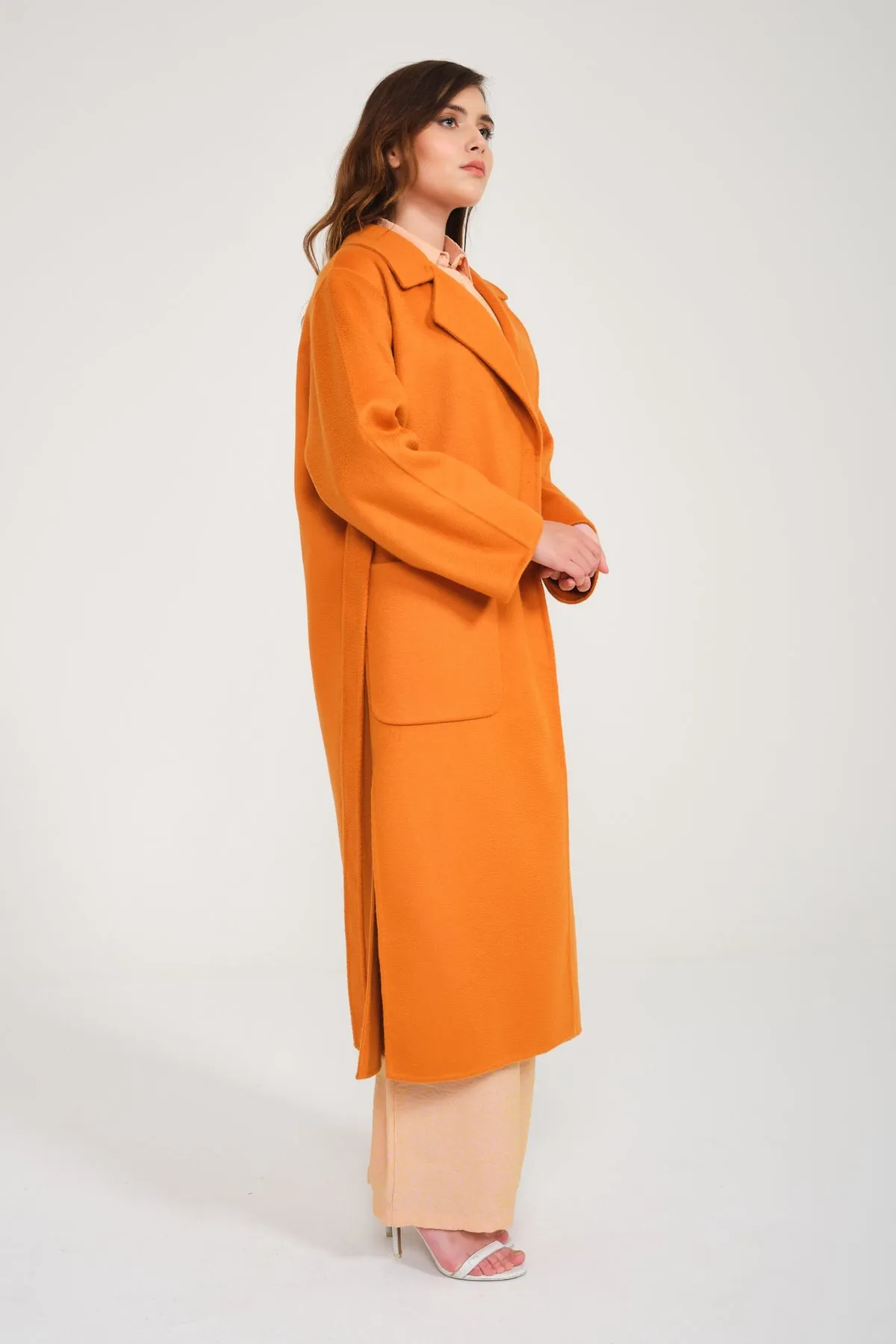 Orange Cashmere Long Coat