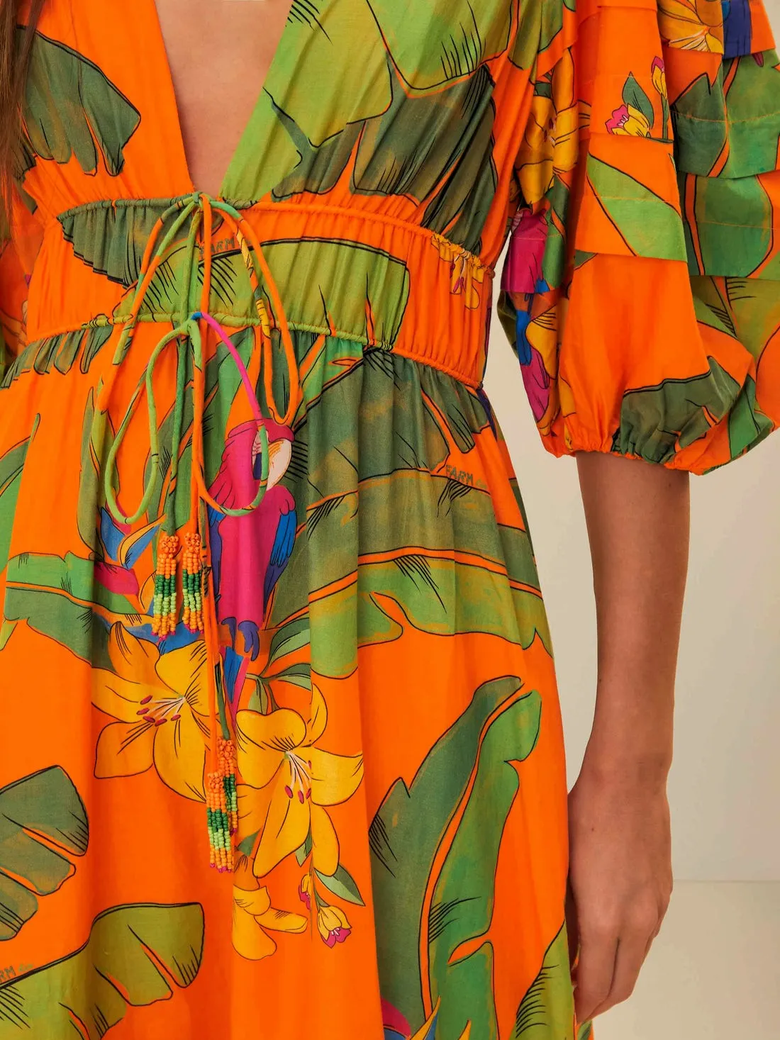 Orange Fresh Macaws Midi Dress