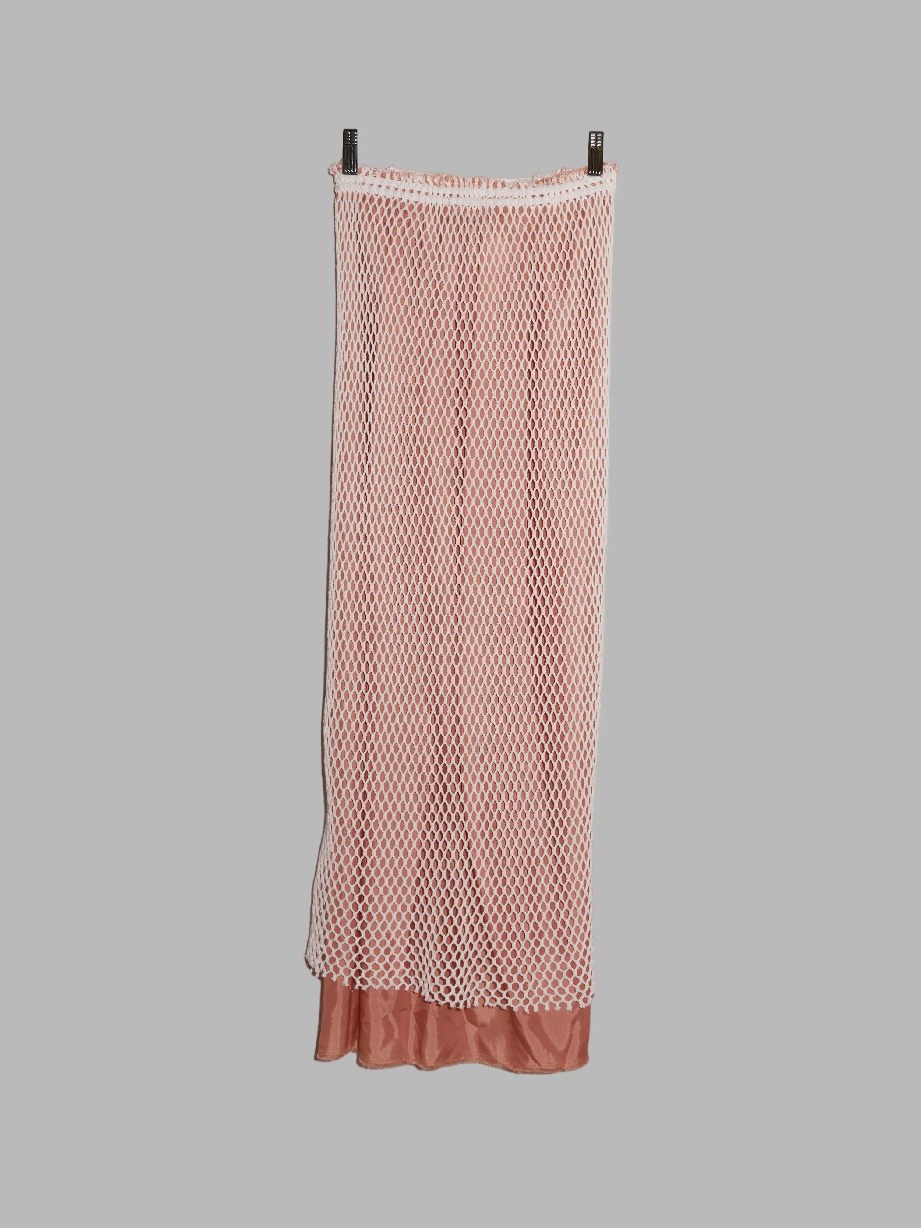 Osakentaro apricot y nylon satin layered netting maxi skirt