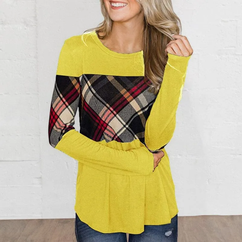 Paneled Color Contrast Long Sleeve T-Shirt