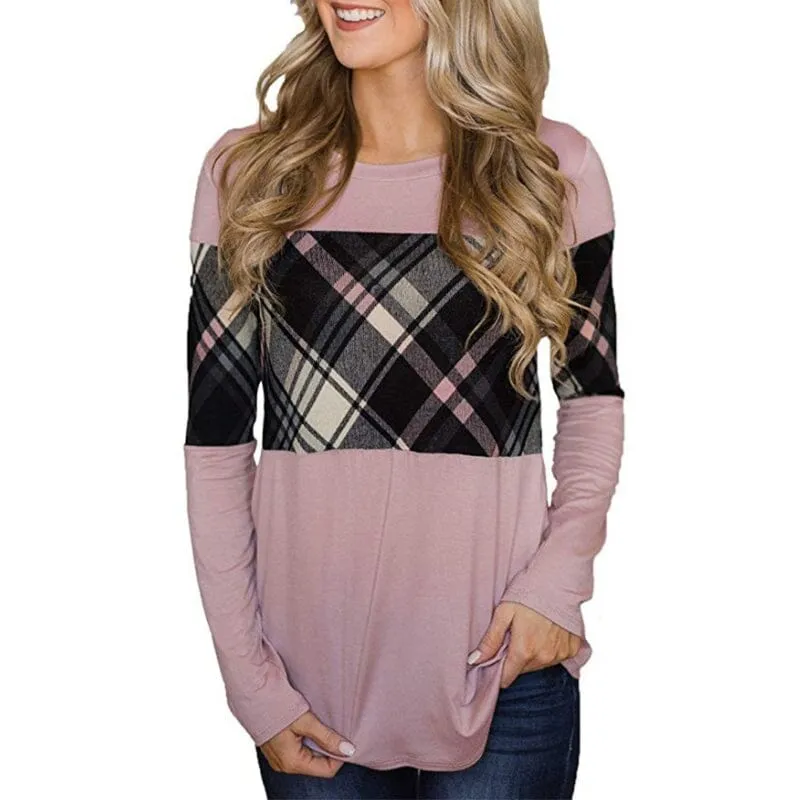 Paneled Color Contrast Long Sleeve T-Shirt