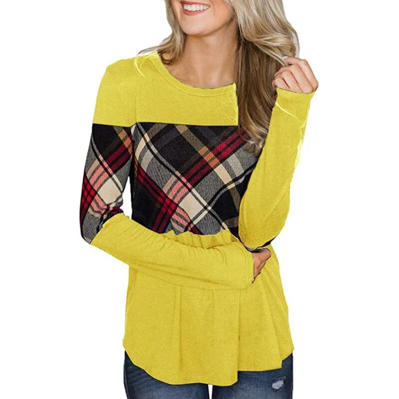 Paneled Color Contrast Long Sleeve T-Shirt