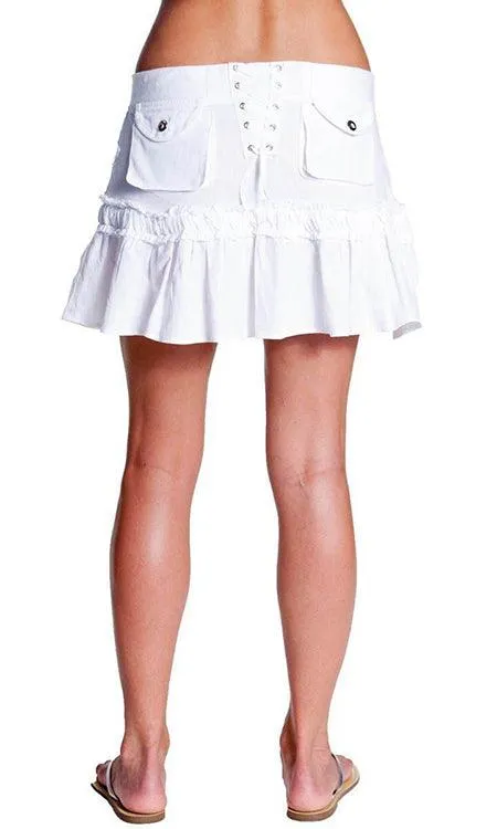 Penny Mini Skirt - Women's Corset Skirt/ Ruffled Bottom